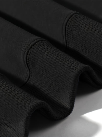 Men's White Christmas & New Year Oversized Sweatshirt - Long Loose Fit Casual Sweater with Pocket, Red Polka Santa Hat & Holly Berry Logo, Pink Heart Accent - Holiday Party Winter Wear (Machine Washable)