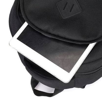 Stylish Black Nylon Backpack - Lightweight, High Quality, Large Capacity with Laptop Compartment, Adjustable Straps  Mesh Pockets for School, Travel, and Work