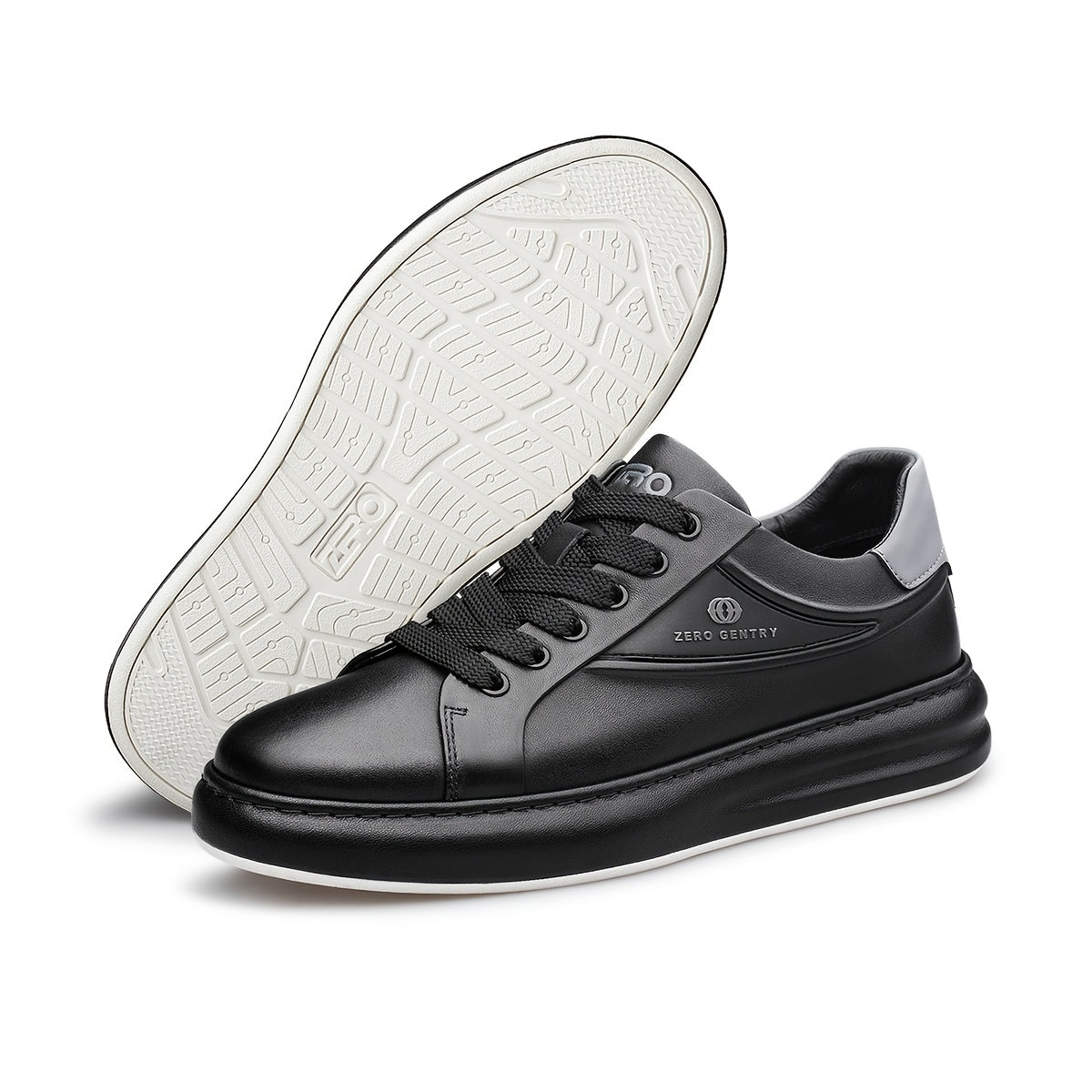 ZRO Zero Degree Men's Black Leather Casual Skate Sneakers