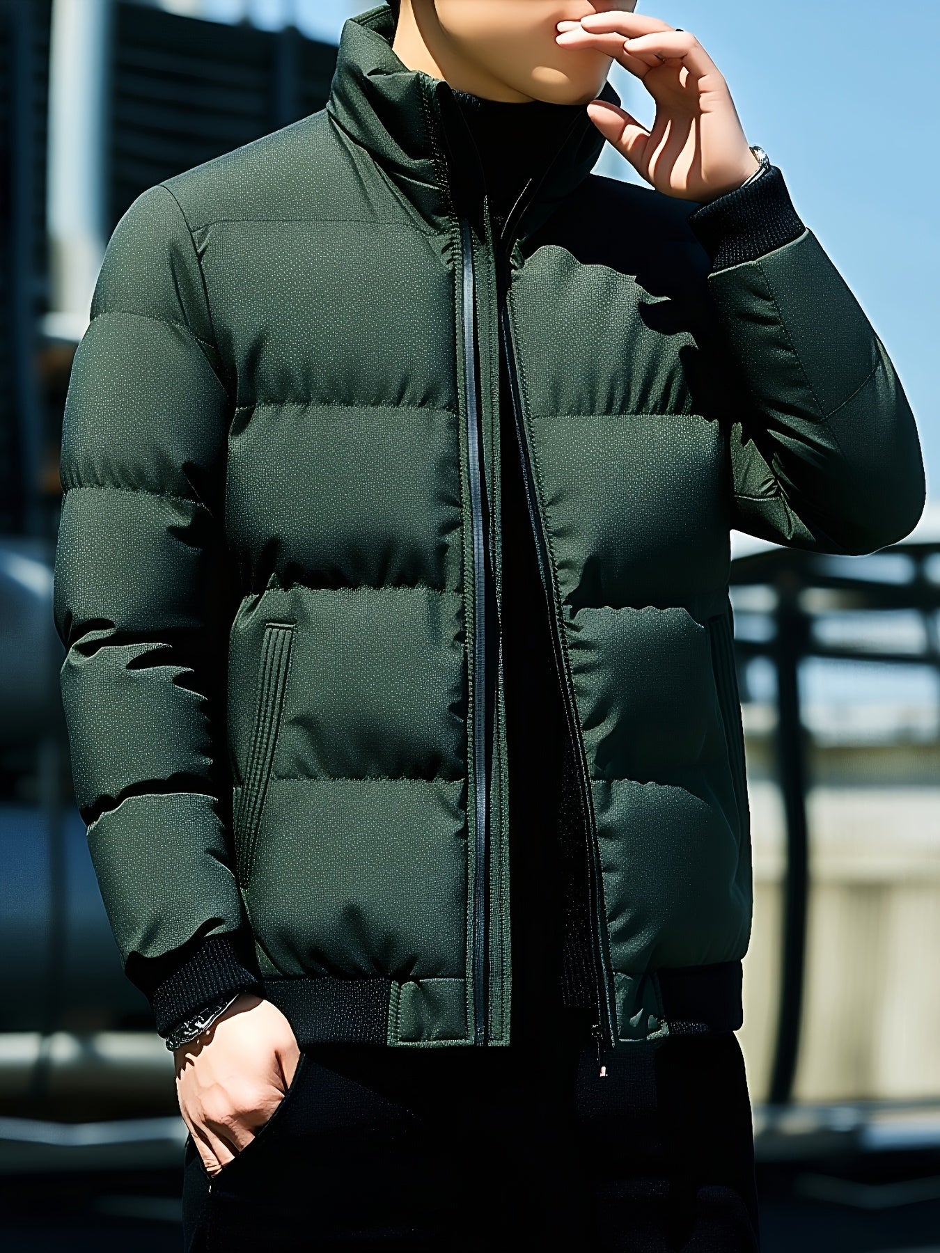 Men'S Stylish Tiger Head Jacket - Black, Red & White, Zip-Up, Stand Collar, Polyester, Casual Outdoor Wear, Casual Winter Wear | Stylish Jacket | Zippered Jacket