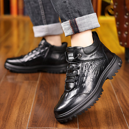 Men's Winter Lined Outdoor Work Boots, Anti-Slip High-Top Shoes
