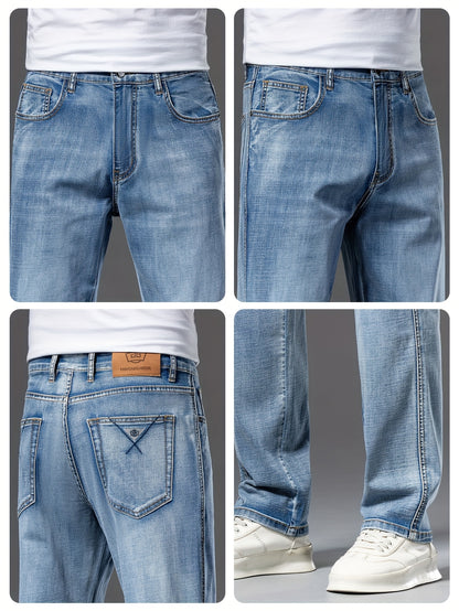 Geng Yuanshi High-End Summer Men's Jeans New Trend Fashion Straight-Leg Light Business Stretch Denim Pants