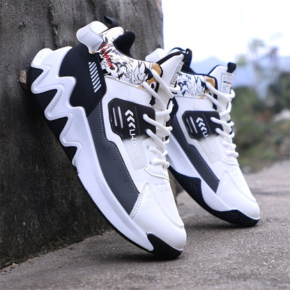 Men's High-Top Basketball Sneakers, Preppy Street Style, Solid Color with Cartoon  Stripes, All-Season Lace-Up Sports Shoes, Faux Upper, Fabric Inner, Rubber Sole, for Running, Hiking  Casual Wear, Outdoor Activities Shoes