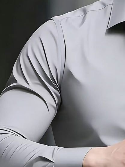 Men's Business Casual Shirt and Trousers Set - Polyester, All Season