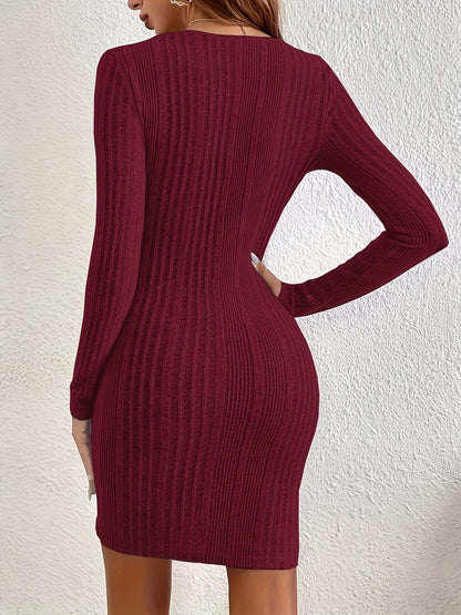 A Long-Sleeved Dress for Women Featuring an Elegant And Sexy Design That Accentuates The Waist And Has a Body-Hugging Fit with a Cross Design.