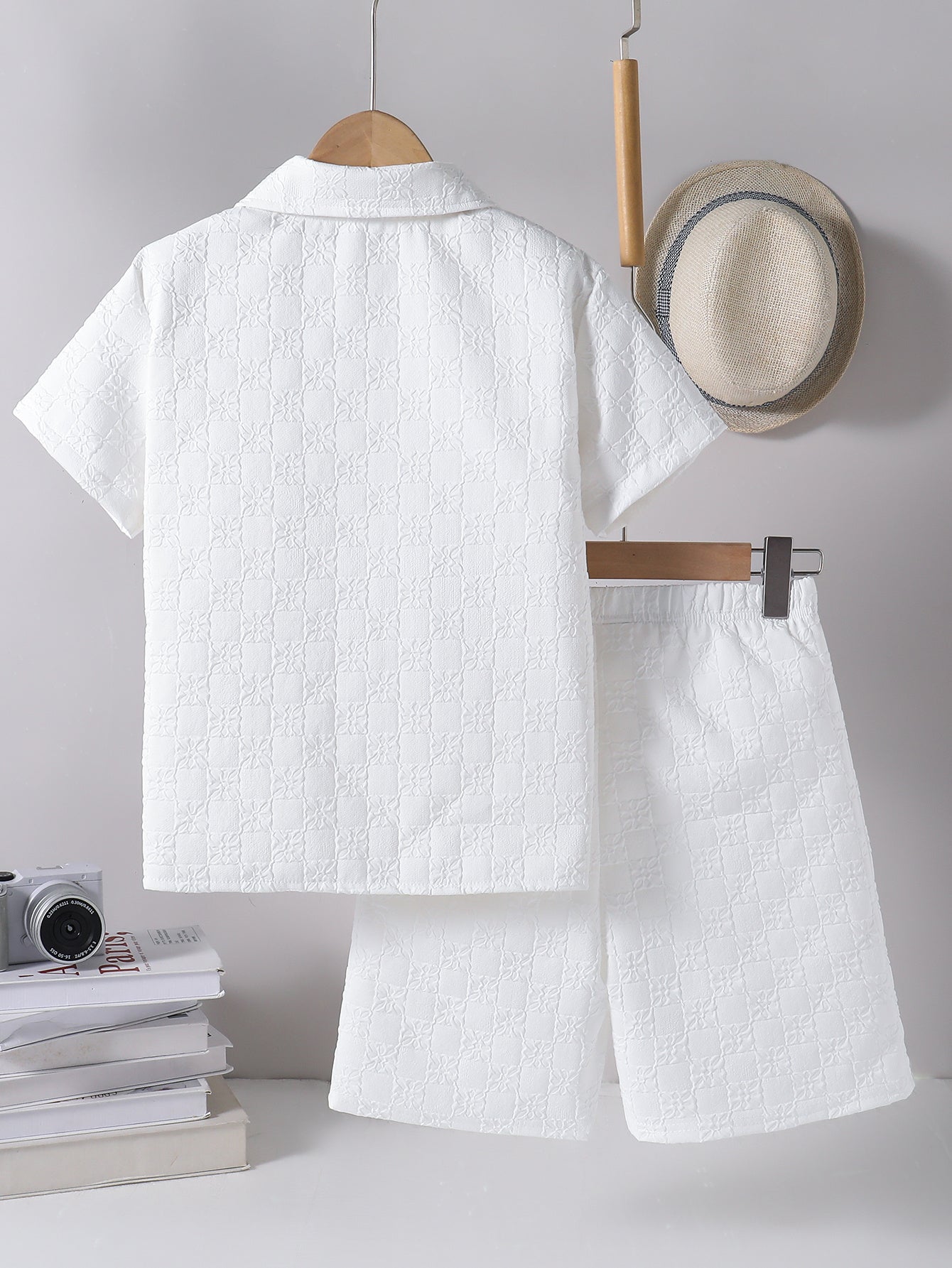 Boys Casual Short-Sleeve Shirt and Shorts Set for Summer