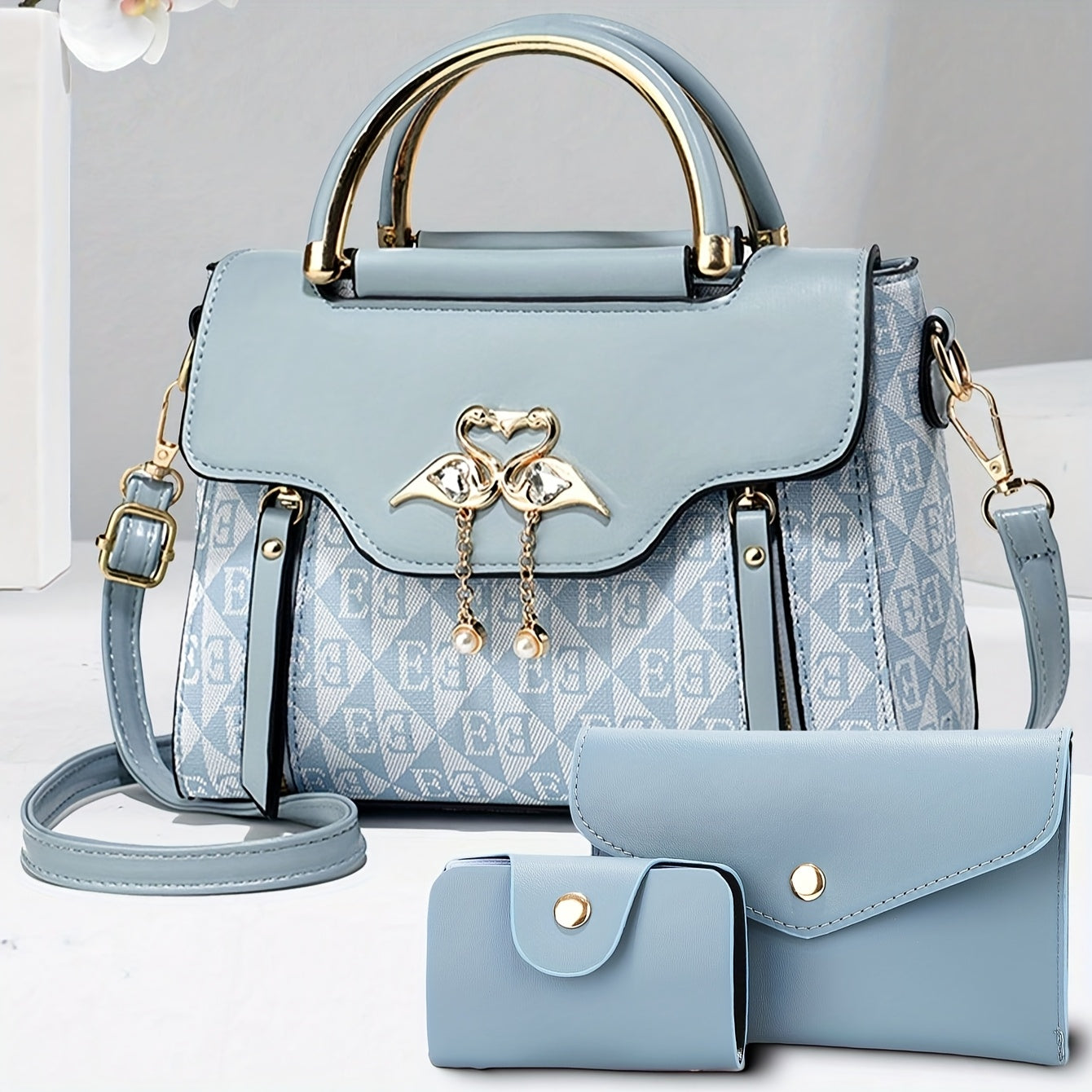 Women's Bag Set of Three: Printed Shoulder Bags, Stylish Tote Handbags and Versatile Crossbody Pouches