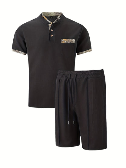 Men's Casual Summer Suit Set - Short Sleeve Shirt & Shorts