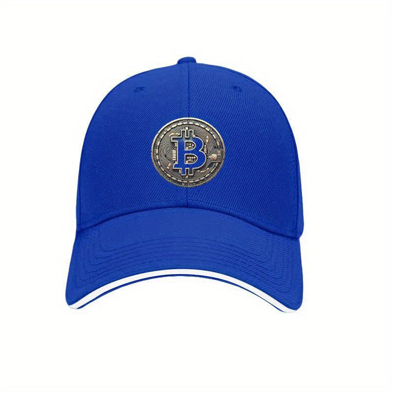 [Adventure Ready] Adjustable Bitcoin Logo Baseball Cap - Lightweight, Soft Polyester Dad Hat with White Accents, Ideal for Outdoor Activities, Fit, Outdoor Headwear | Sleek Cap Design | Durable Headgear