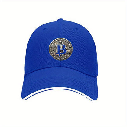 [Adventure Ready] Adjustable Bitcoin Logo Baseball Cap - Lightweight, Soft Polyester Dad Hat with White Accents, Ideal for Outdoor Activities, Fit, Outdoor Headwear | Sleek Cap Design | Durable Headgear