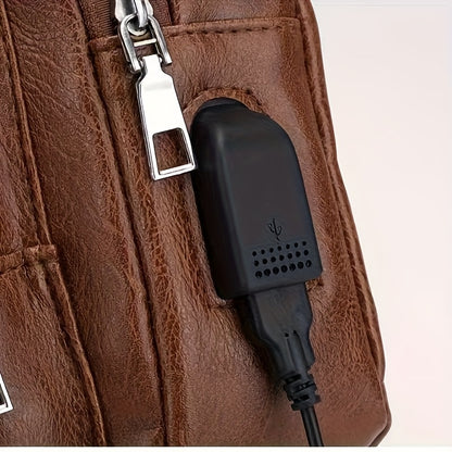 2025 New Men'S Fashion Chest Bag - Soft Faux Leather Anti-Theft Crossbody Bag with Multiple Compartments, Adjustable Strap  Zipper Closure for Gym, Travel, Casual Outings (Brown), Secure Travel Pouch, Textured Finish