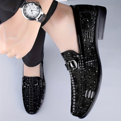 Men's Cow Leather Slip-On Dress Shoes with Soft Rubber Sole
