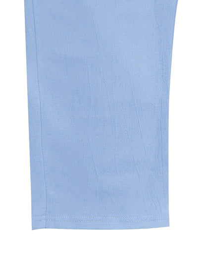 Men'S Casual Linen Drawstring Pants - Comfortable Straight Fit, Lightweight & Breathable for Beach & Outdoor Activities, Beach Casual Wear|Straight Fit Pants|Lightweight Fabric