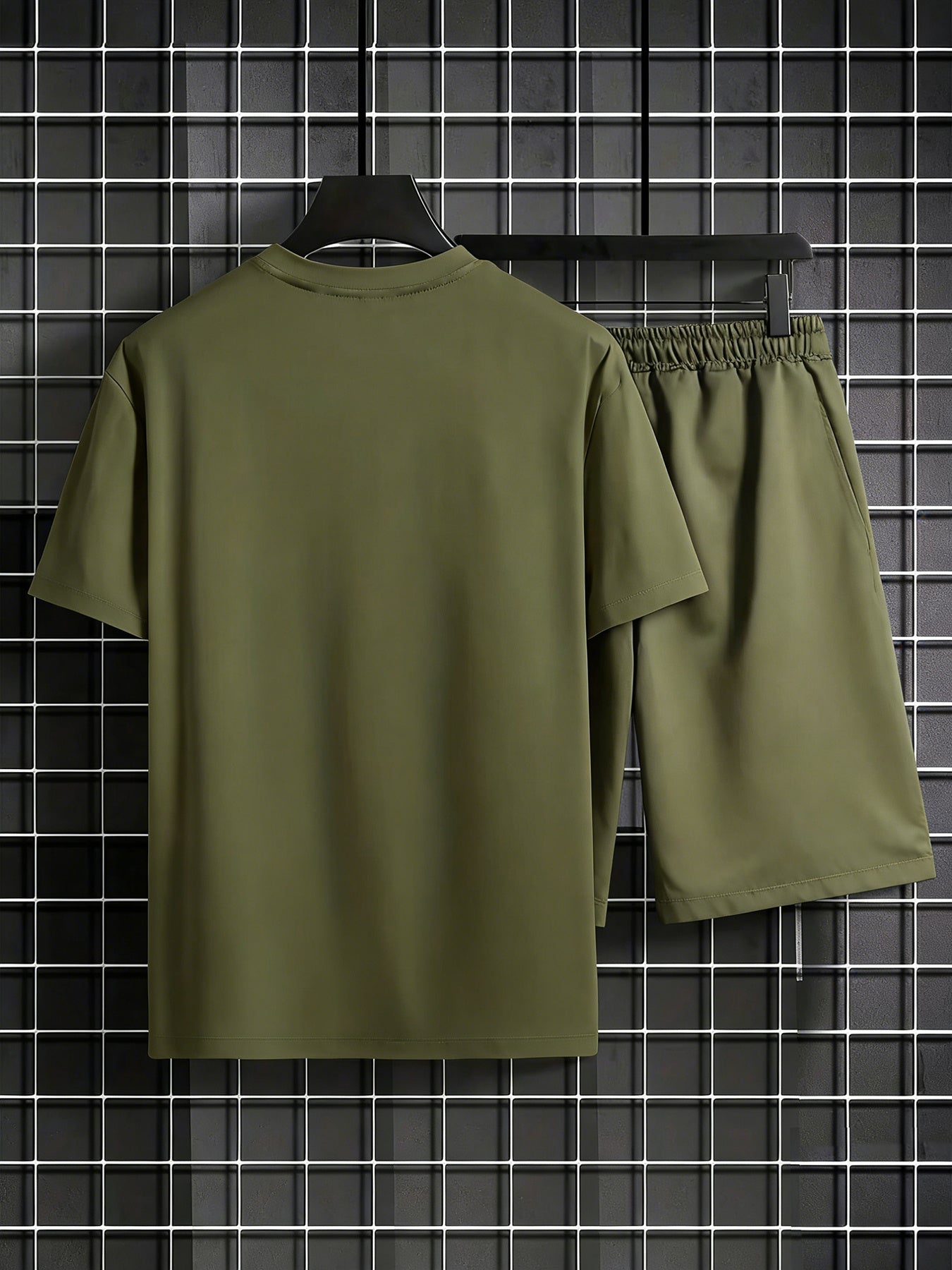 Men's Summer Short Sleeve T-Shirt and Shorts Set with Spartan Helmet P