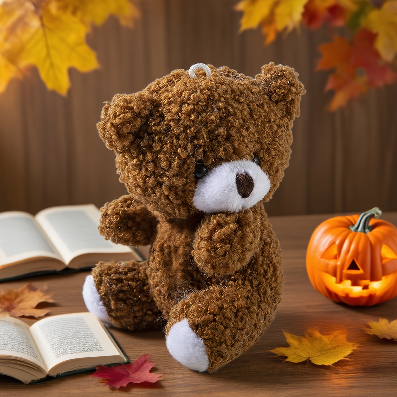 1pc, a Cute Tilted-Head Bear Plush Toy, a Plush Keychain Accessory, a Teddy Bear Doll, a Gift for Bags, Birthday Present, Holiday Gift.