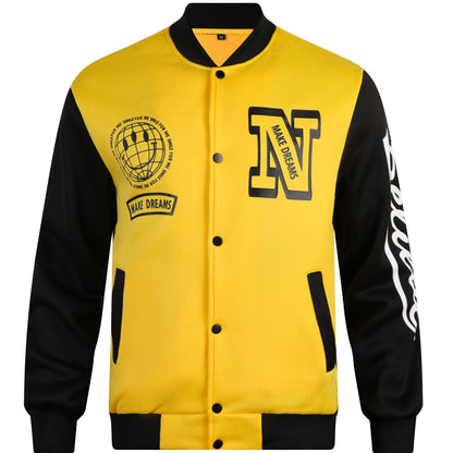 Men's Letter Print Contrast Color Baseball Jacket