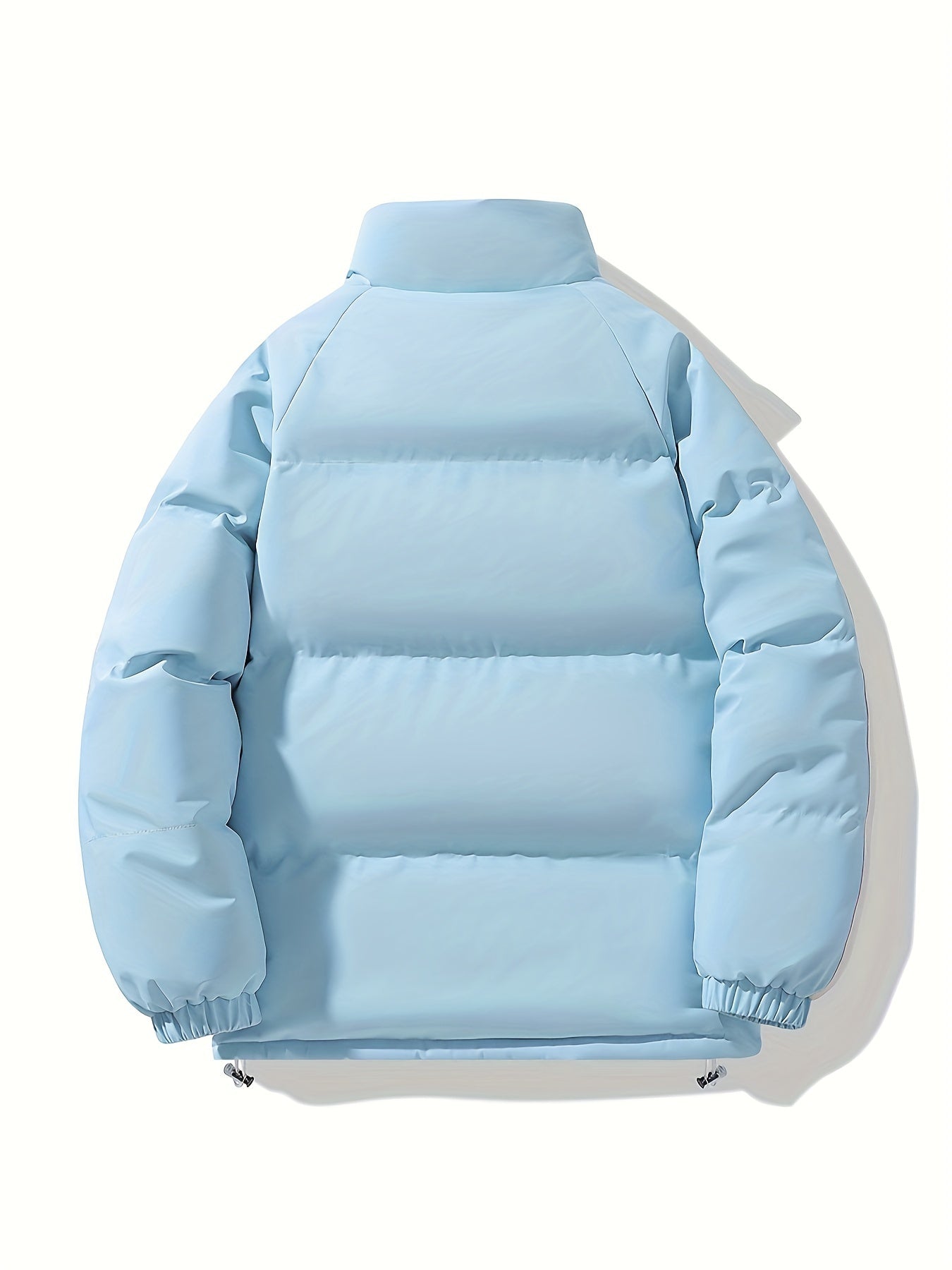 Men'S Double-Sided Winter Jacket - Thickened Stand Collar, Zip-Up Casual Long Sleeve Coat with "MADEASURABLE" & "I CONUT" Branding, Black & White, Regular Fit for Autumn & Winter, Autumn Outerwear, Bold Lettering, Durable Fab