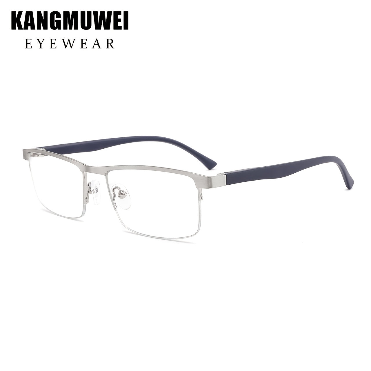 Unisex Semi-Rimless Photochromic Clear Lens Glasses, Stainless Steel
