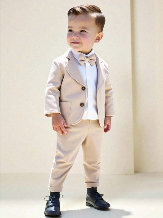 Toddler Boys 3-Piece Formal Suit Set with Bow Tie and Trousers