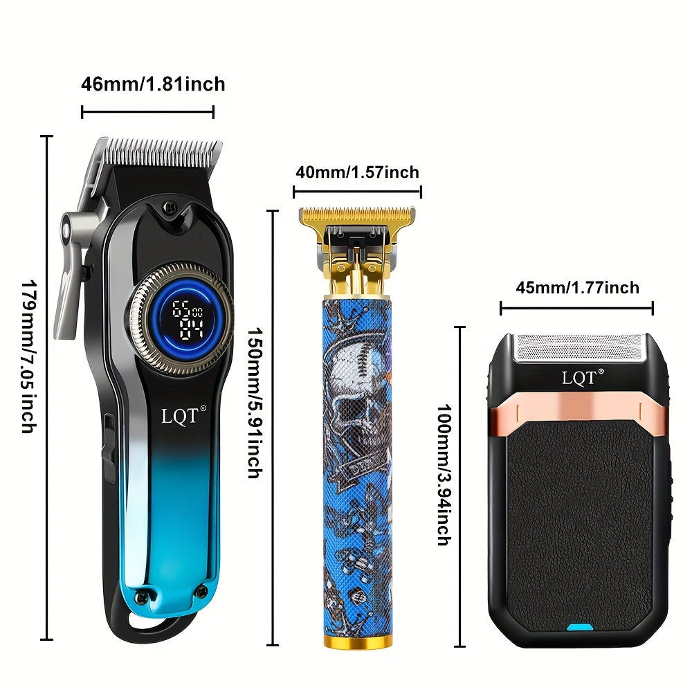 LQT 1pc/2pcs/3Ppcs Electric Hair Clipper Set/Designed for Men/Unique Graffiti Style/Men'S Grooming Kit/Beard Trimmer And Razor/Portable Home Hairdressing Tool/Men'S Gift/Father'S Day/Birthday Gift/Christmas Gift - ayq
