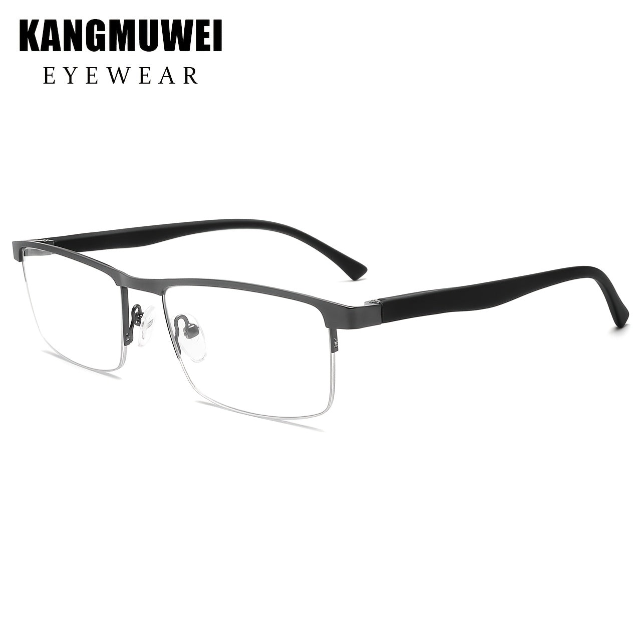 Unisex Semi-Rimless Photochromic Clear Lens Glasses, Stainless Steel