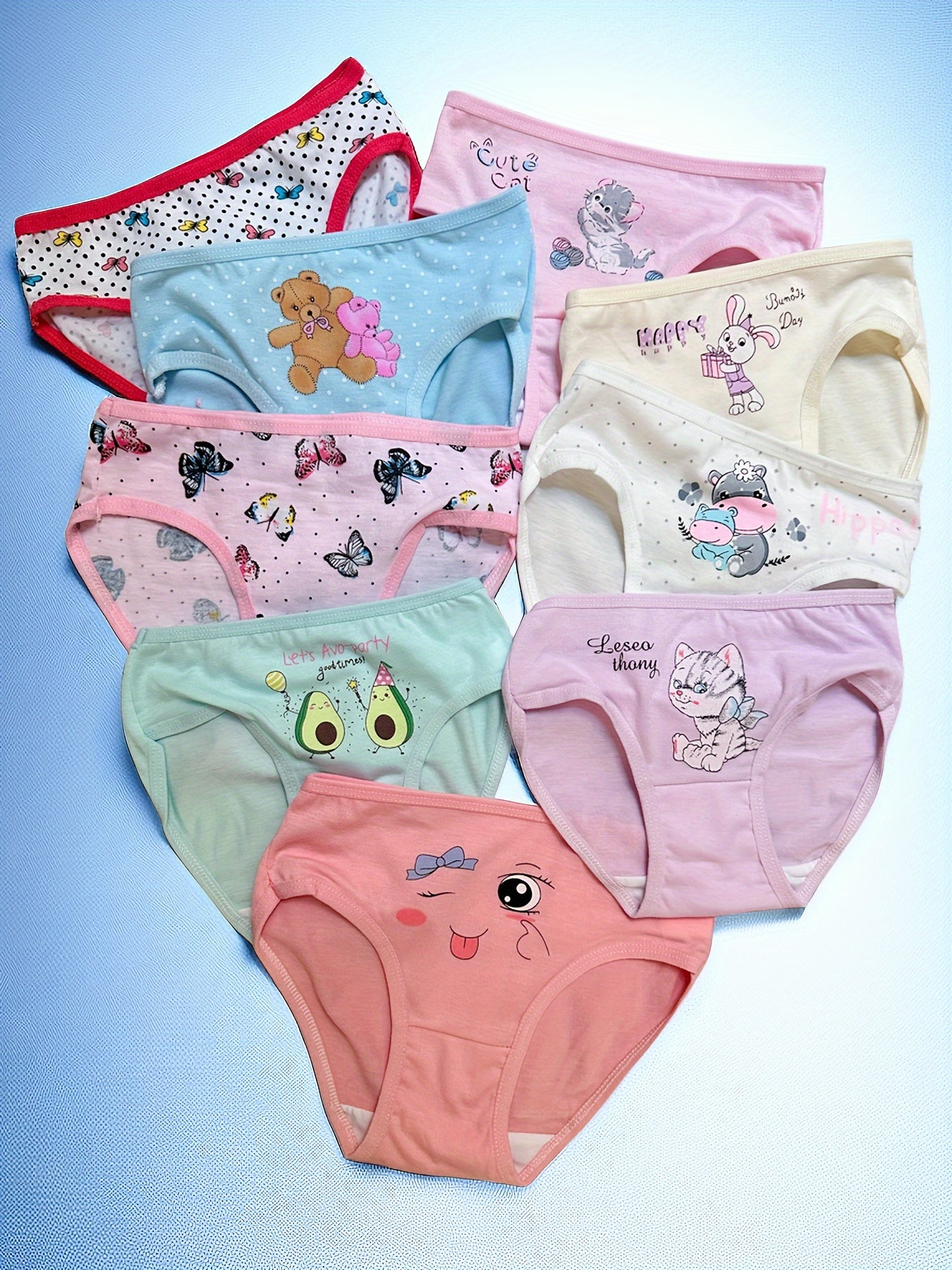 Girls' Cotton Blend Triangle Briefs 4-Pack with Cute Prints