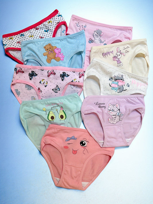 Girls' Cotton Blend Triangle Briefs 4-Pack with Cute Prints
