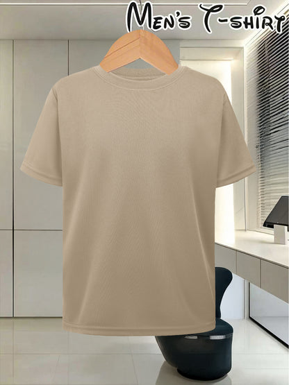 Men's Customizable Polyester T-Shirt with Crew Neck - Breathable Summe