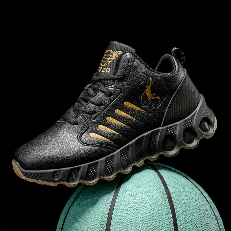 Men's All-Season Basketball Sneakers with Non-Slip Rubber Sole & All-Terrain Grip - Low-Top Lace-Up Shoes for Court, Casual Wear - Durable Synthetic & Cushioned (Year-Round) - ayq