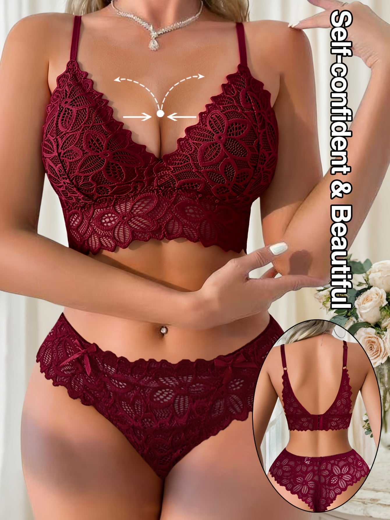 Sexy Lace Bra and Panties Set for Women, Comfortable & Breathable