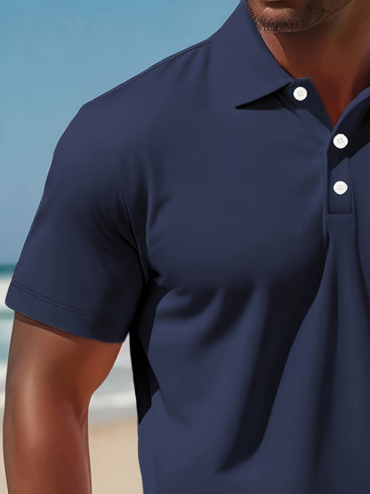 Men’s Summer Casual Golf Shirt and Solid Waist Shorts Set
