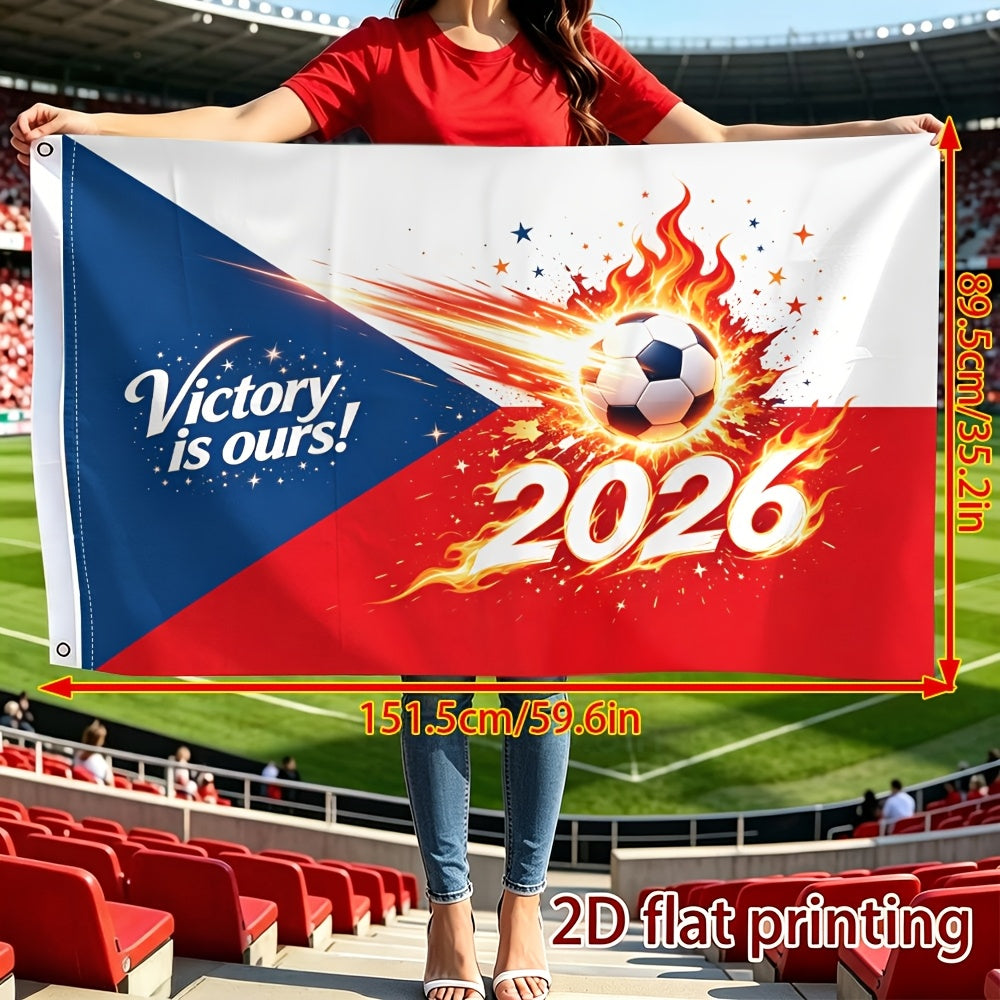 Czech 2026 Football Themed Polyester Fan Flag - Single-Sided Print