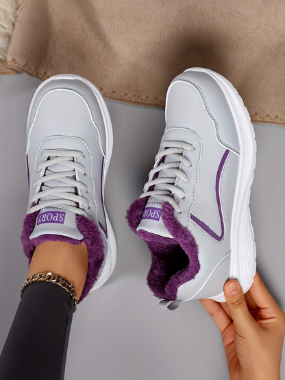 Women'S Winter Snow Boots - Thick Platform Sole for Traction, Lightweight Cold Weather Shoes with Lace-Up Closure, Slip-Resistant EVA Outsole - All- Synthetic faux leather-like Upper - Warm Insulated for Running, Hiking, Ever