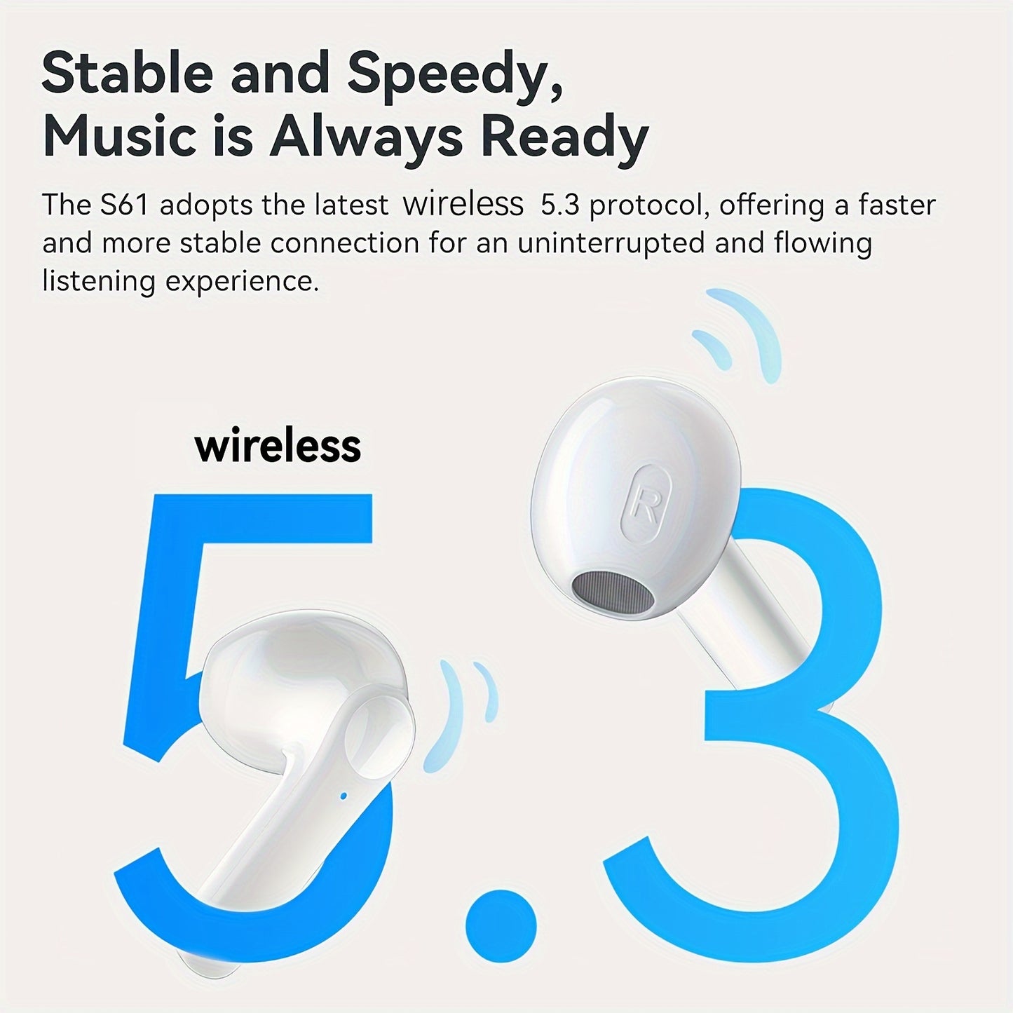Wireless Earbuds Headphones, 40H Playtime Stereo Ear Buds, LED Power Display Cordless In-Ear Earphones with Microphone for iOS Andriod Cell Phone Sports
