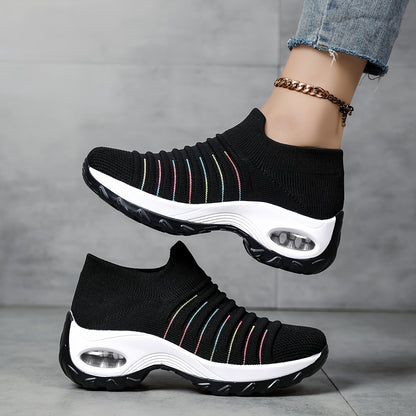 Women's Slip- Shoes - Lightweight Breathable Fabric Upper, Soft Cushioned PU Sole, Low-Top Casual Sneakers for Walking, Jogging  Casual Attire - All-Season Comfort (Black), Ladies Sneakers, Allseason Footwear, Stylish Slipon
