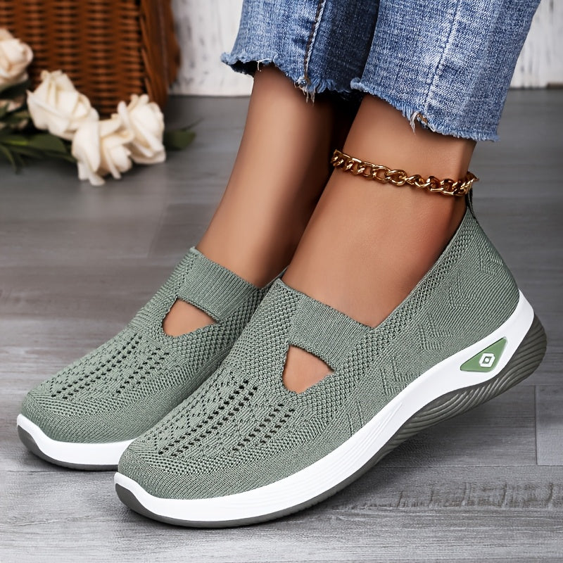 Women’s Lightweight Knit Sneakers with Cut-Out Design, All-Season