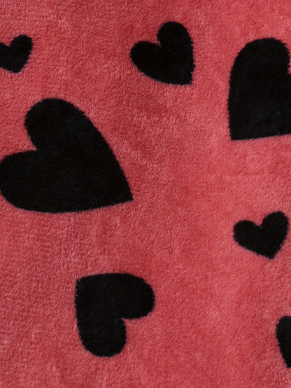 Girls' Heart Print Hooded Sweatshirt and Sweatpants Set, New Autumn Winter Comfortable Cute Casual Warm, Perfect for Outdoor