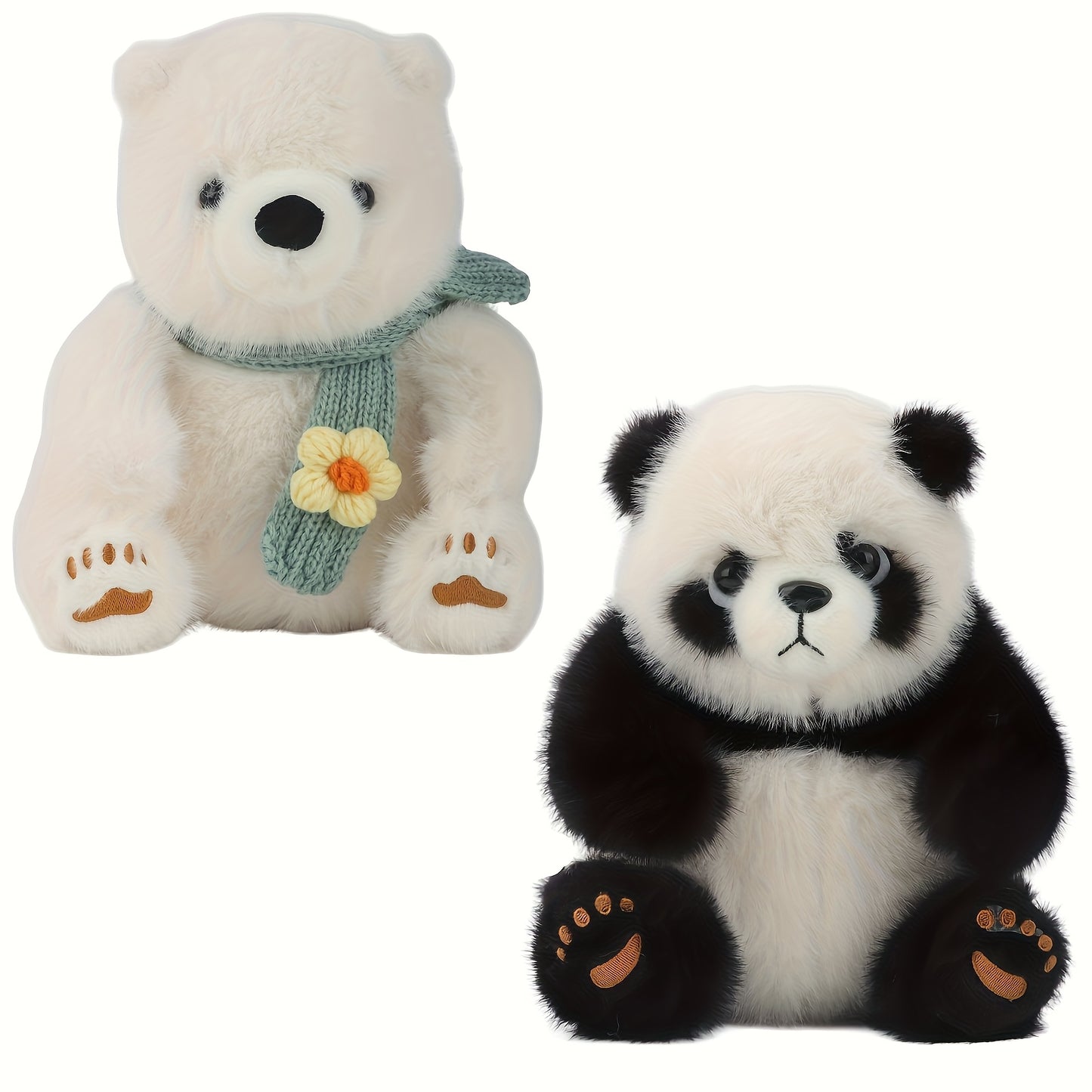 25Cm/9.84In Polar Bear And Kawaii Panda Plush Toys - Ultra Soft Stuffed Animals, Ideal Cuddly Gifts for Boys And Girls for Birthdays, Parties, Holidays, And Home Decoration