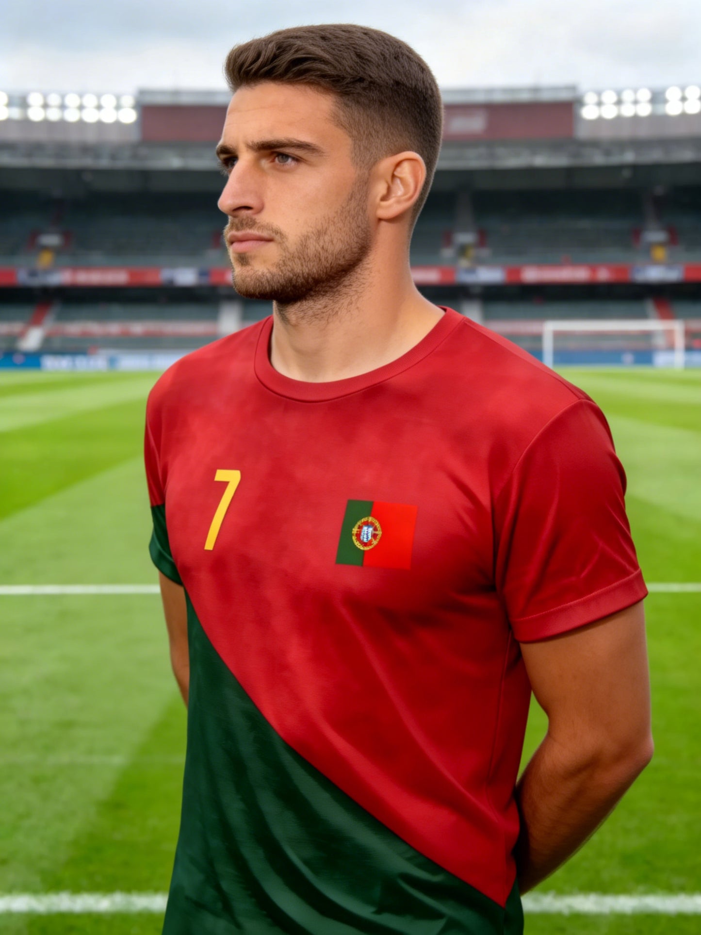 Men's Summer Casual Portugal Flag Print Number 7 T-Shirt