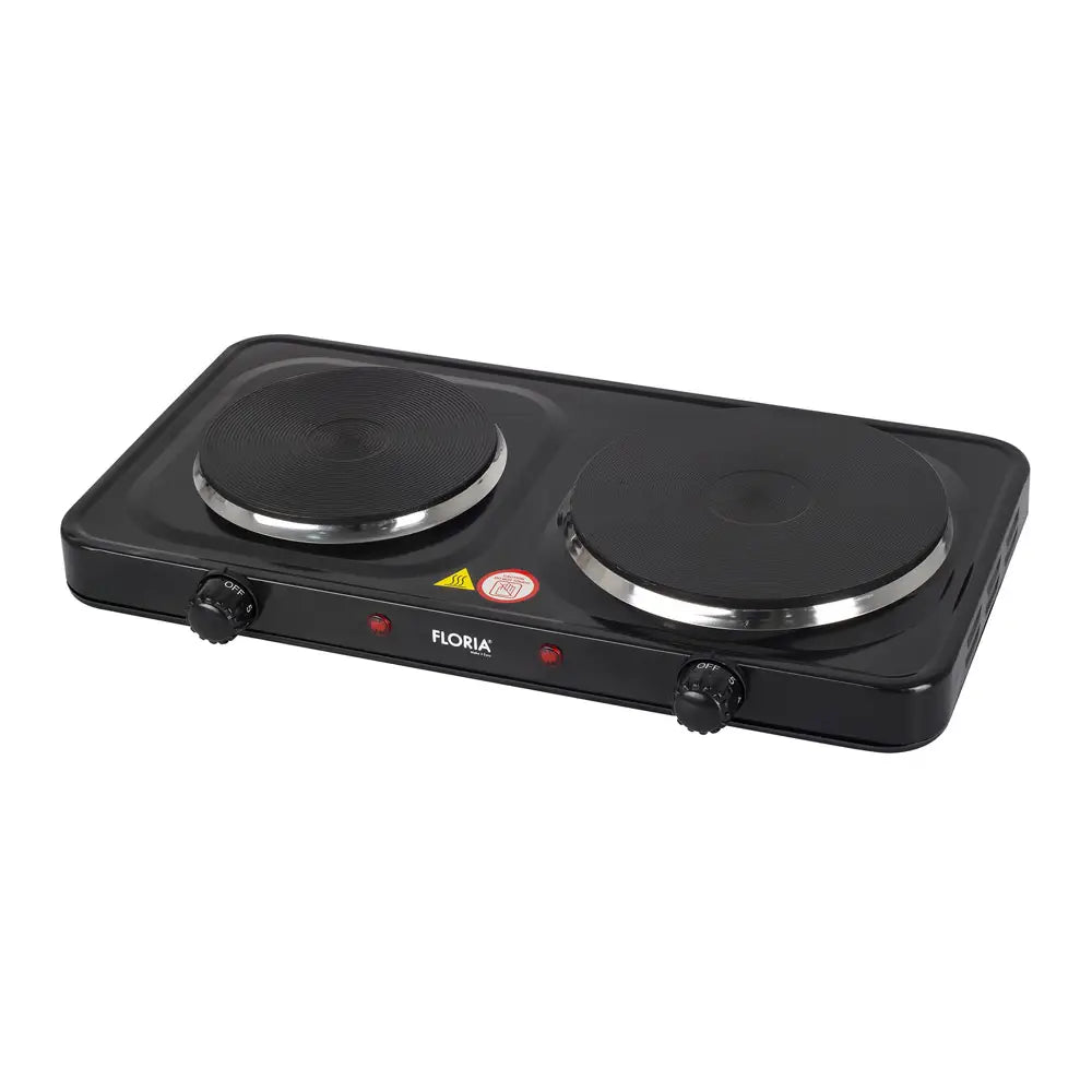 Floria Black Portable 2500W Electric Stove with 2 Burners