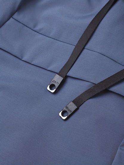 Men'S Stylish Black Hooded Windbreaker Jacket with Zipper Pockets - Casual, Loose Fit, Long Sleeve, Polyester Lining, Perfect for Spring and Fall, Casual Wear Jacket|Hooded Jacket|Zippered Jacke