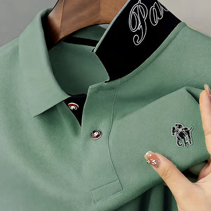Men'S Stylish Short-Sleeve Polo Shirt Featuring a Contrasting Ribbed Collar And Exquisite, a Timeless And Versatile Choice - ayq