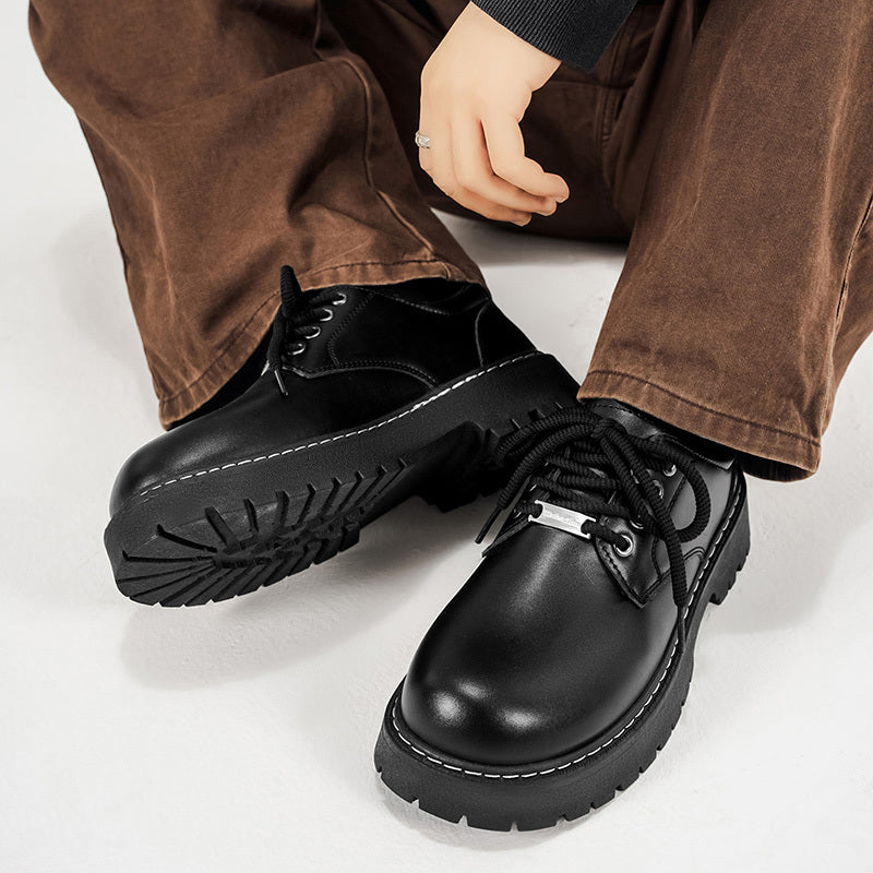 Men's Classic Oxford Lace-Up Shoes with Thick Sole, All-Season