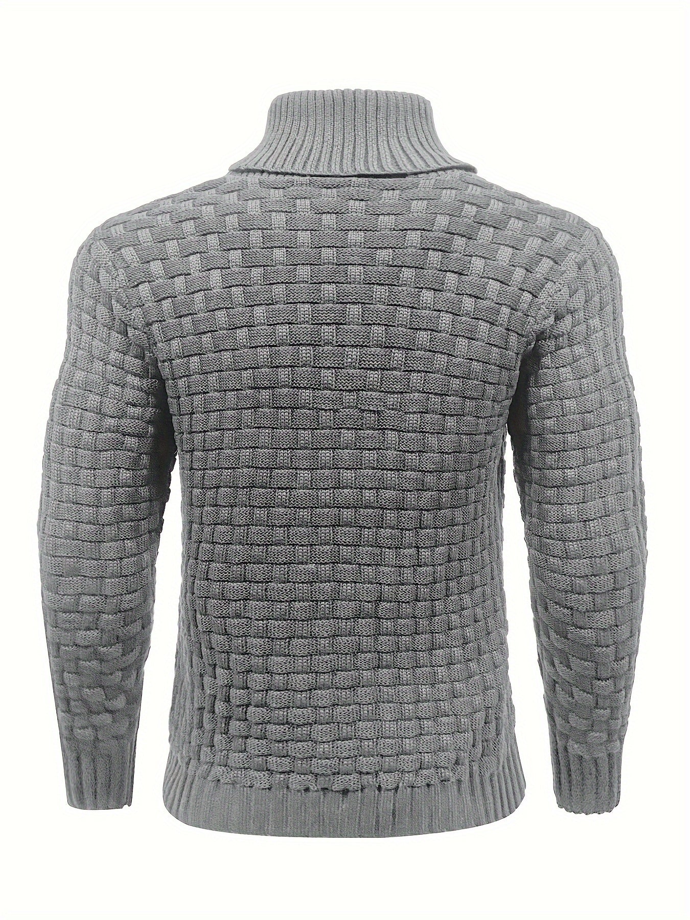 Men's Casual Waffle Pattern High Stretch Sweater, Chic Mature Pullover Sweater For Fall Winter