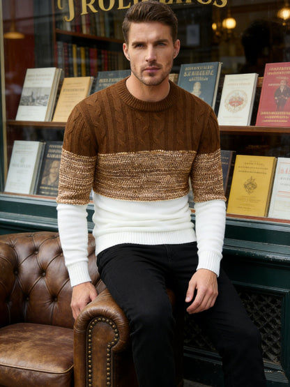 Men's Color Block Patchwork Round Neck Casual Fabric Pullover