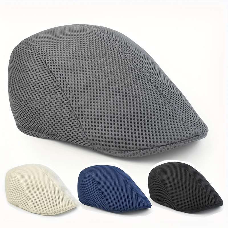 Men's Lightweight Breathable Mesh Beret Cap - Casual Summer Hat
