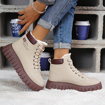 2025 Winter Fashionable Versatile Warm  Boots for Women: High-Top Plush Lined Casual Shoes with Thick Sole, Lightweight and Comfortable Design in Various Colors
