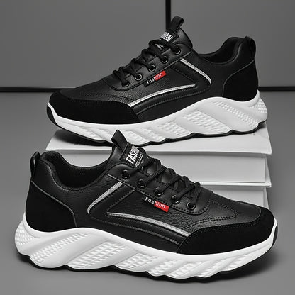 Men's Versatile Casual Sneakers - White  Green Low-Top Lace-Up Shoes with Rubber Sole, Comfortable for Casual Attire and Athletic Activities