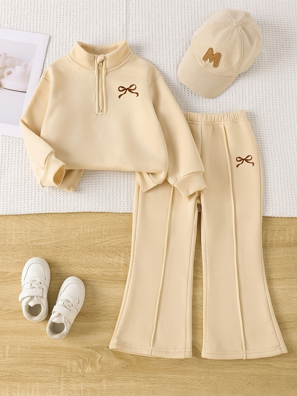 Girls' Casual Spring/Fall 2-Piece Fleece-Lined Top & Pants Set