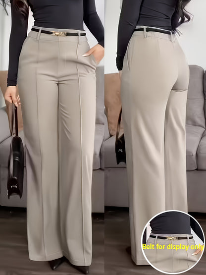 Women's Elegant Solid Color Wide-Leg Business Casual Pants